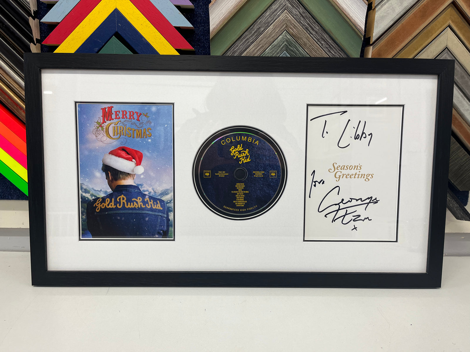 A framed cd album