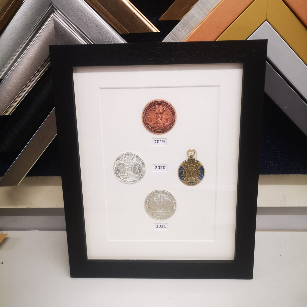 A framed coins