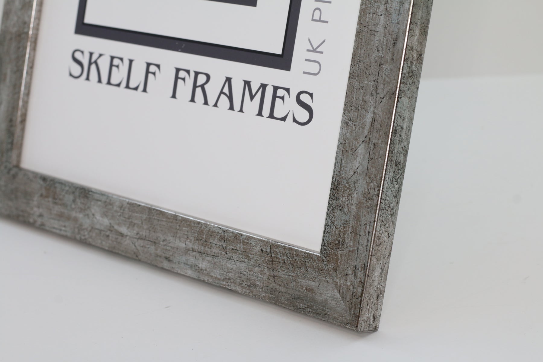 Flat Antique Silver Wood Frame