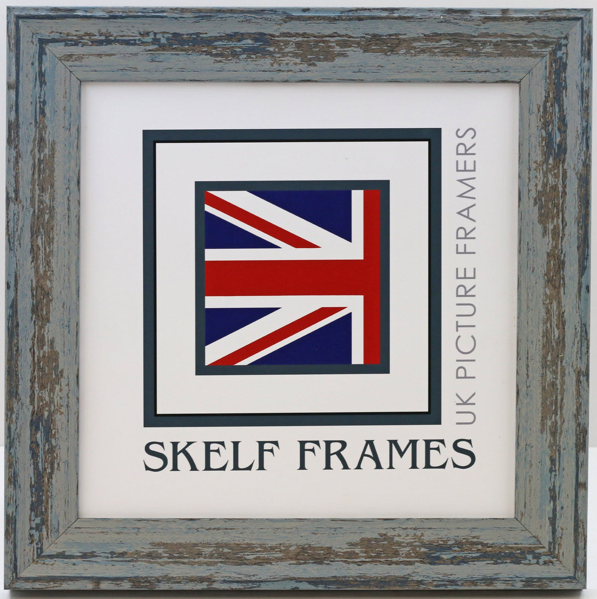 Shabby Distressed Blue Square Frame