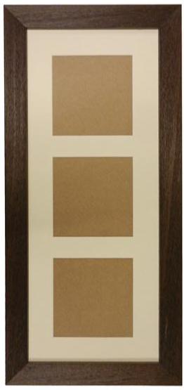Wide Brown Driftwood Effect Multi Aperture 20" x 8" - With Glass