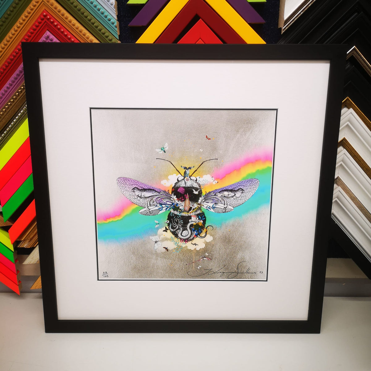A framed print