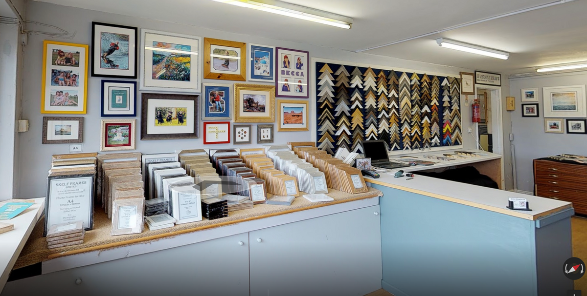 Inside the Skelf Frames shop in Tadcaster