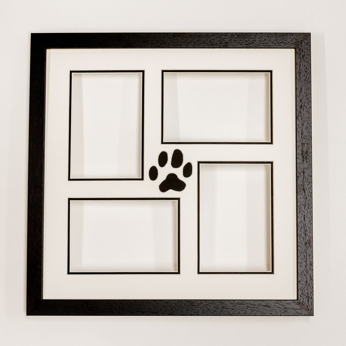 Phoenix Black 14 x 14inch Paw Print Picture Frame with Glass (4 - 6 x 4inch)