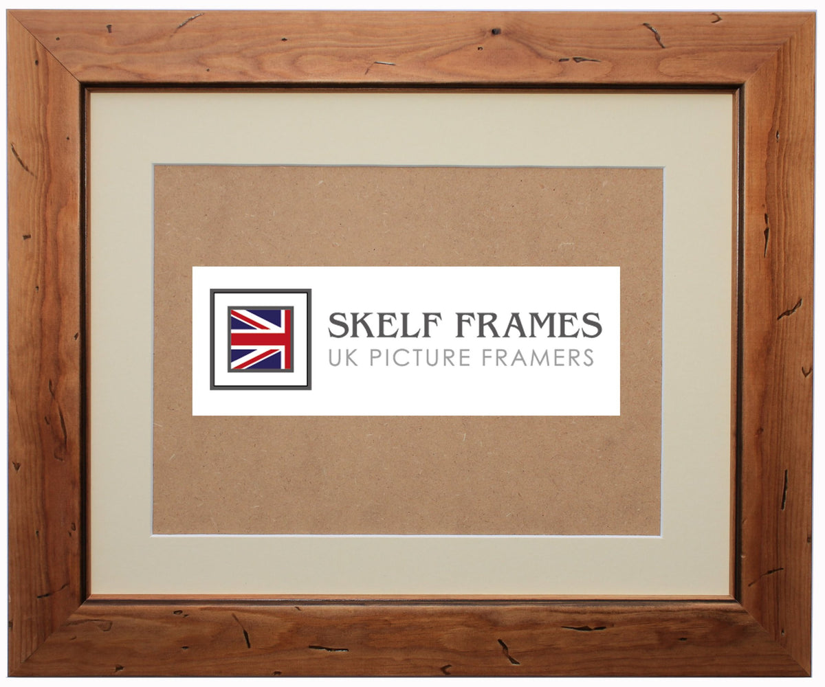 Antique Pine Distressed Wood Frame  and Mount