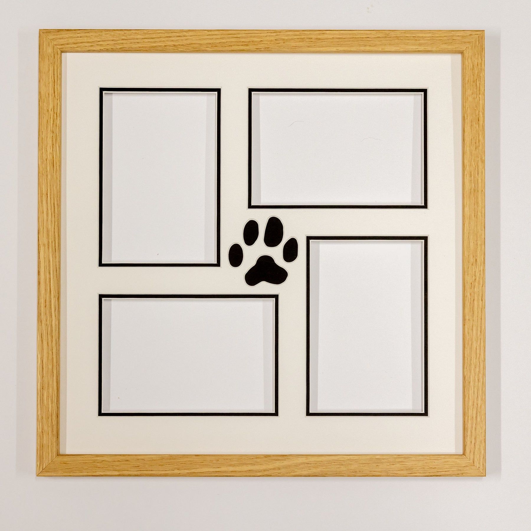 Oak Veneer 14 x 14inch Paw Print Picture Frame with Glass (4-6 x 4inch)