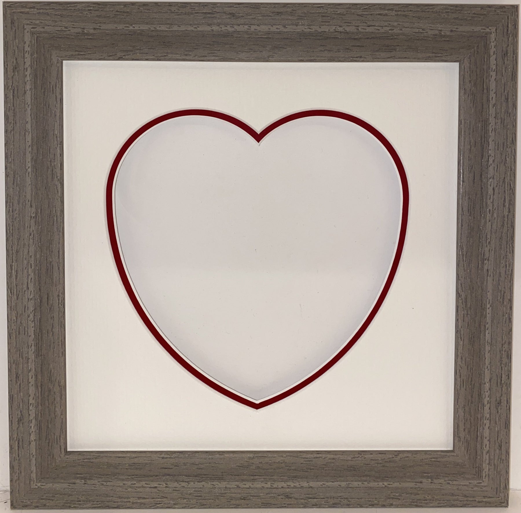8 x 8 Brushed Grey Frame with Double Love Heart Mount