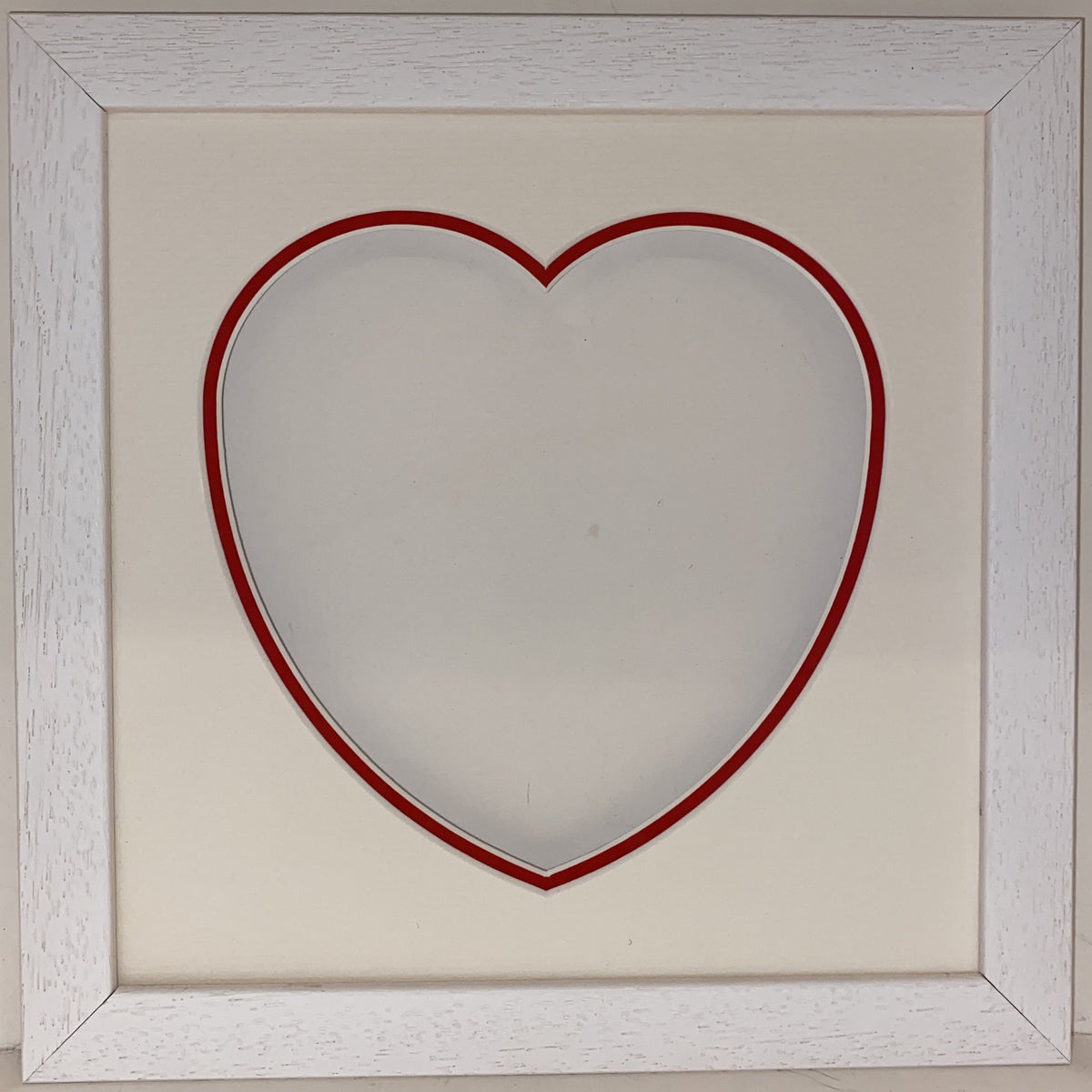 8 x 8 White Wood Frame with Double Love Heart Mount