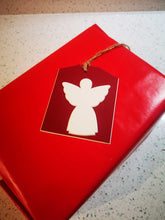 "Red & White Angel" Gift Tag - Hand Made - Pack of 5