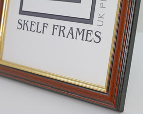 Dark Wood Frame With Gold Inlay Multi Aperture 20 x 10 Inches - With Glass Frame