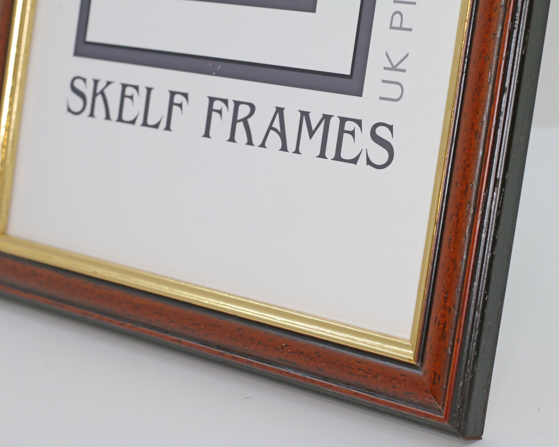 Dark Wood Frame With Gold Inlay Multi Aperture 17" x 9" - With Glass Frame