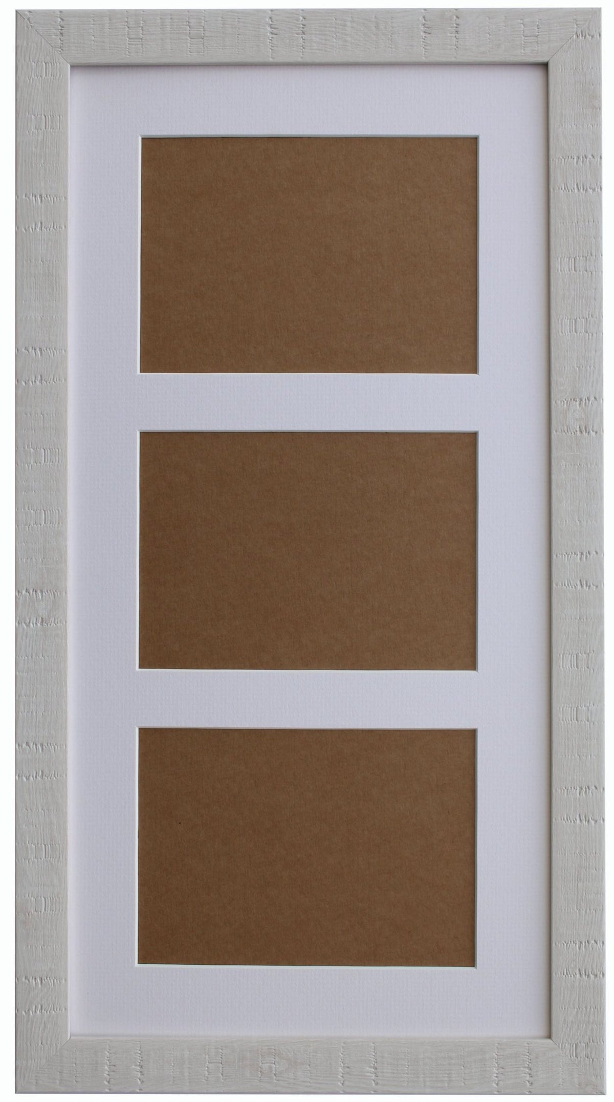 White Orangebox Wood Grain Multi Aperture Frame - 20" x 10" - With Glass