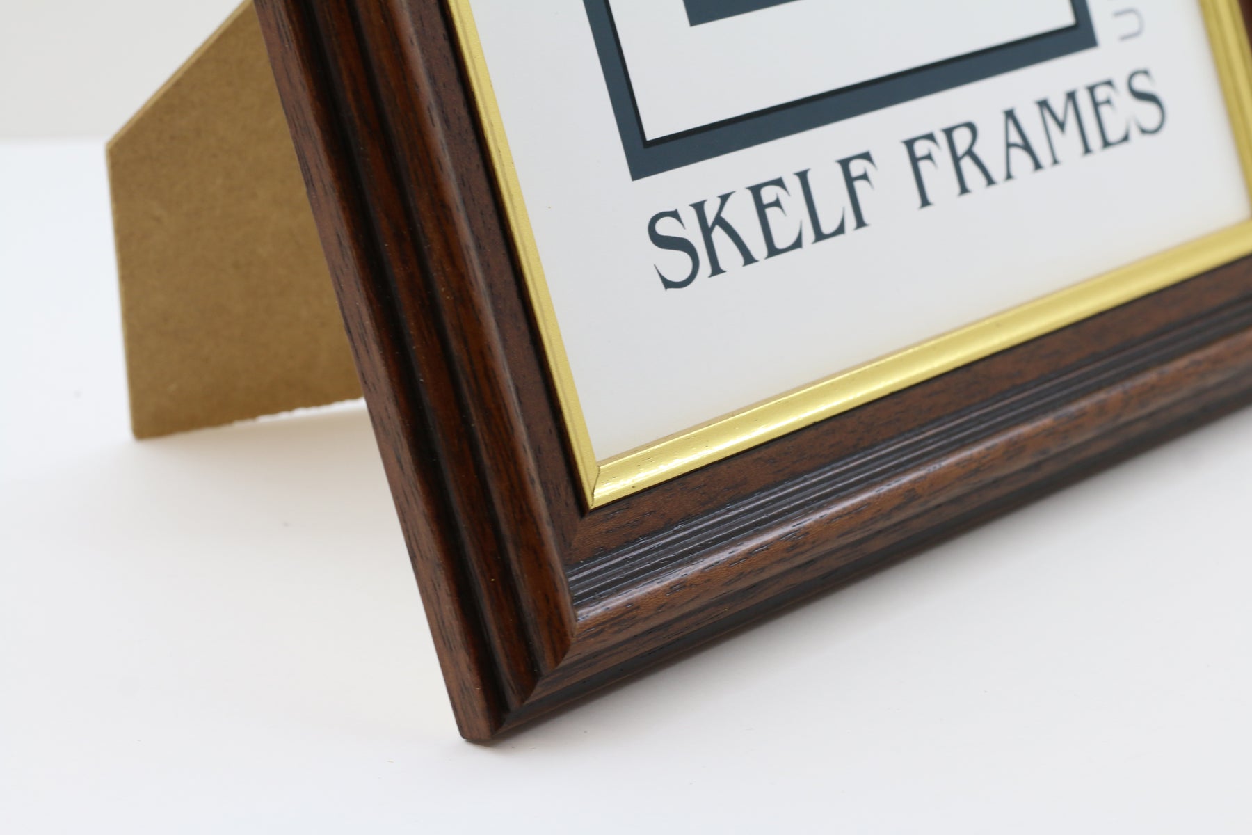 35mm Dark Wood Gold Inlay Square Frame